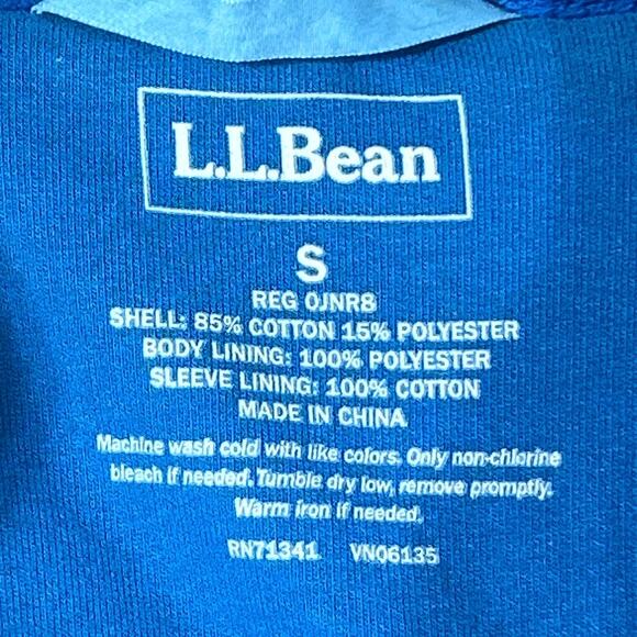 LL Bean Sweatshirt Small Teal Full Zip Fuzzy Fleece Lined - Picture 10 of 12